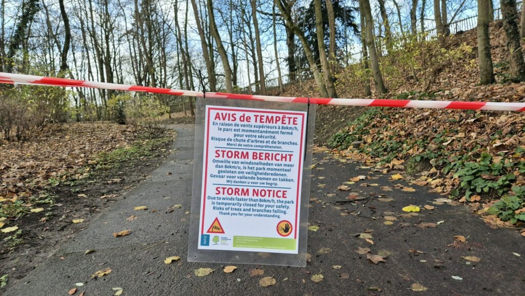 Fermeture des espaces verts gérés par Bruxelles Environnement dès jeudi soir à cause des risques d'intempéries
